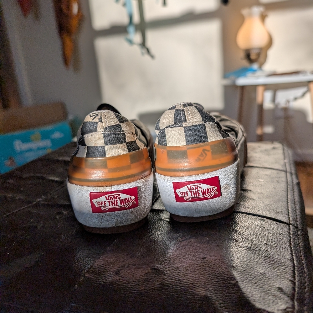 Low top platform checkered vans. US women's size 5